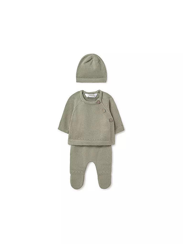 MAYORAL | Ensemble bébé 3 pièces pull, pantalon et bonnet | Vert