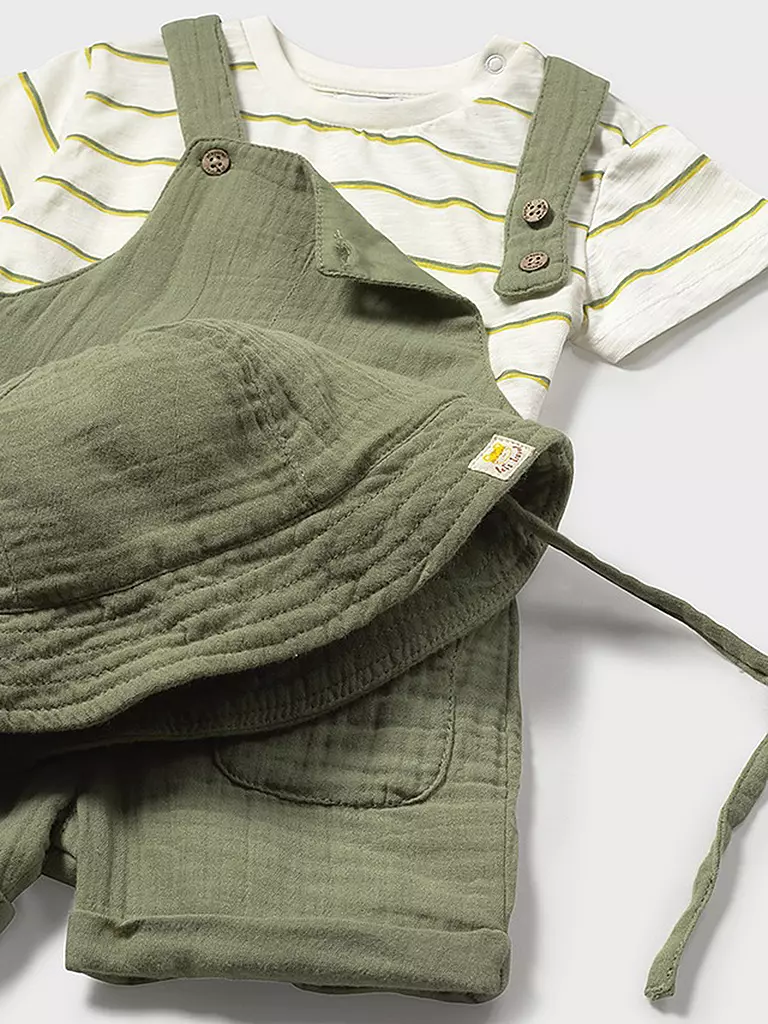 MAYORAL | Ensemble bébé 3 pièces T-shirt, salopette et chapeau | 