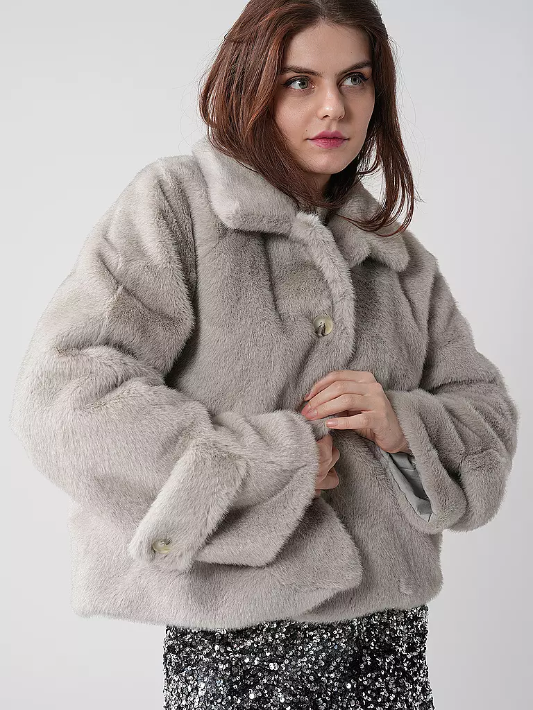 MEOTINE | Veste aspect fourrure | Gris clair