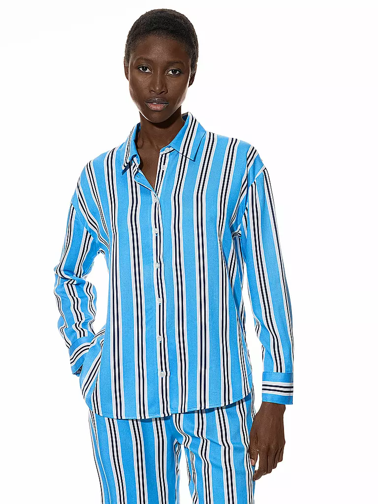 MEY | Chemise à manches longues CALMING STRIPES | Bleu clair