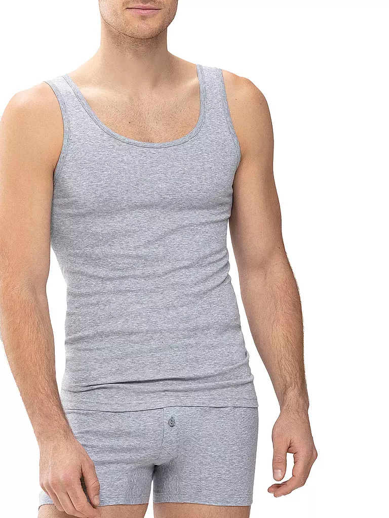 MEY | Débardeur Athlétique Décontracté en Coton Gris Clair Chiné | grau