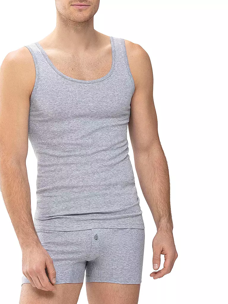 MEY | Débardeur Athlétique Décontracté en Coton Gris Clair Chiné | 