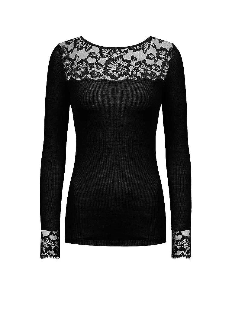 MEY | Langarmshirt - Loungeshirt LOVE | Noir