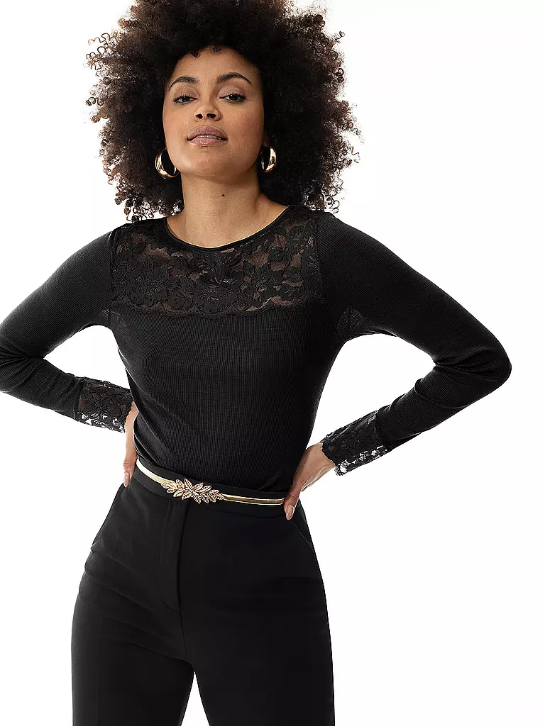 MEY | Langarmshirt - Loungeshirt LOVE | Noir