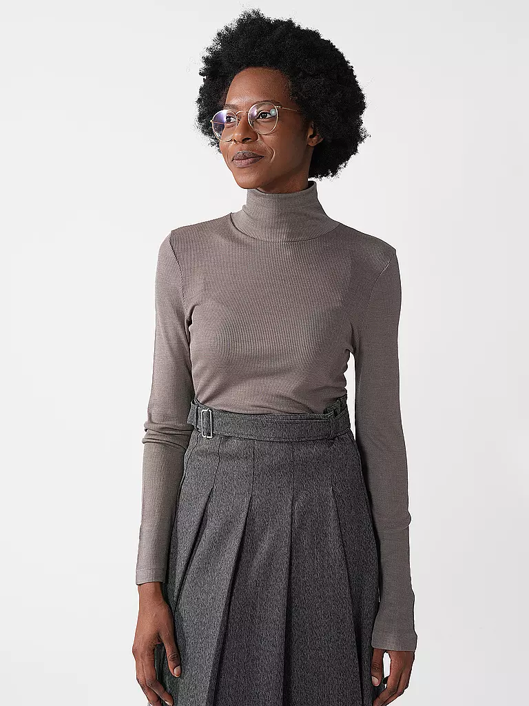 MEY | Langarmshirt WOOL LOVE deep taupe | Marron clair