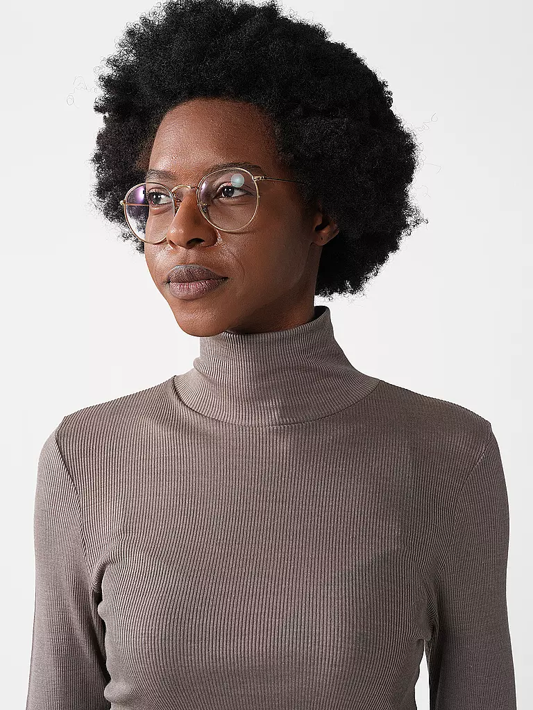 MEY | Langarmshirt WOOL LOVE deep taupe | Marron clair