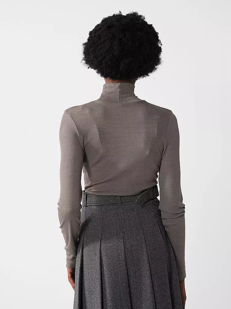 MEY | Langarmshirt WOOL LOVE deep taupe | Marron clair
