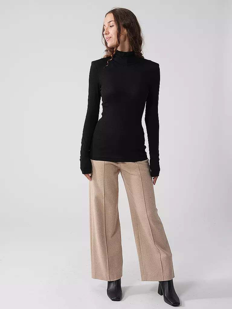 MEY | Langarmshirt WOOL LOVE noir | schwarz