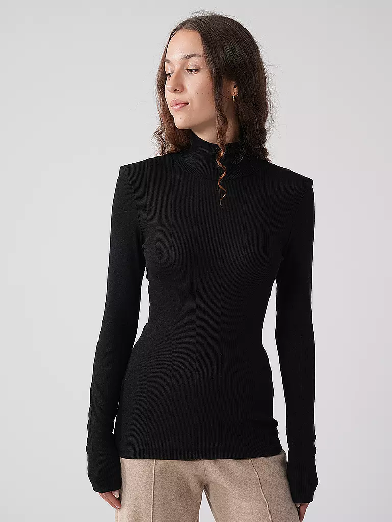 MEY | Langarmshirt WOOL LOVE noir | schwarz