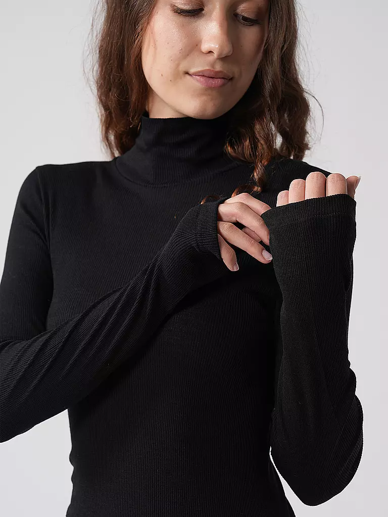 MEY | Langarmshirt WOOL LOVE noir | schwarz