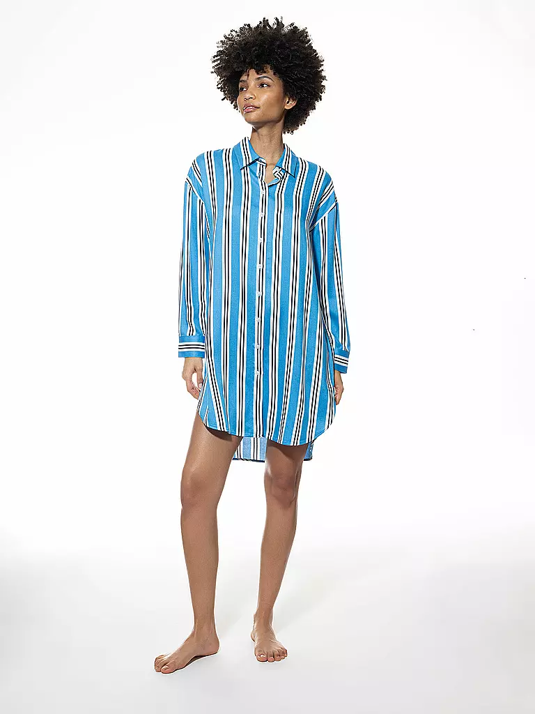 MEY | Nuisette - Sleepshirt CALMING STRIPES | Bleu clair