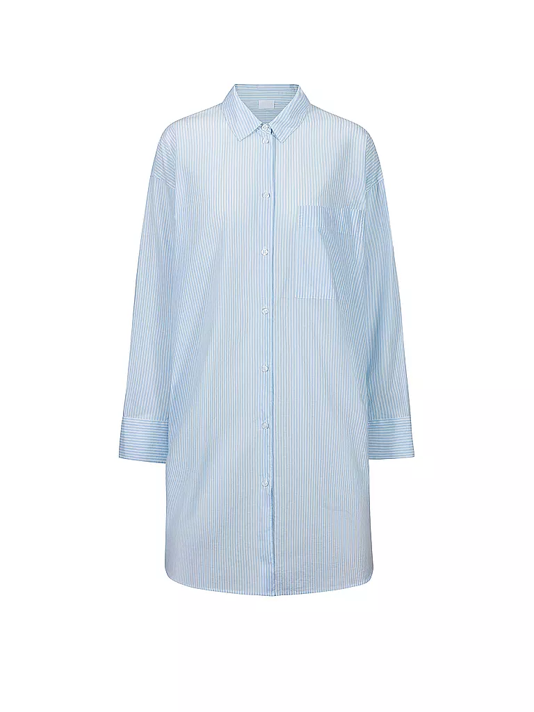 MEY | Nuisette - Sleepshirt COTTON STRIPES | hellblau