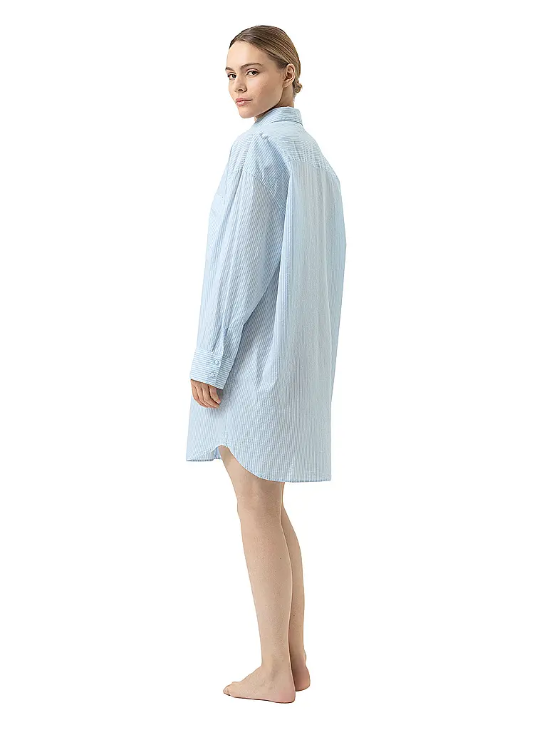 MEY | Nuisette - Sleepshirt COTTON STRIPES | hellblau
