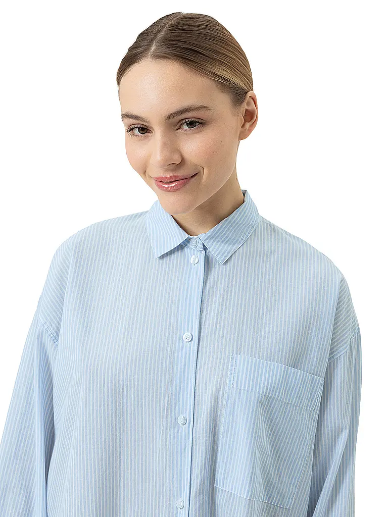 MEY | Nuisette - Sleepshirt COTTON STRIPES | hellblau
