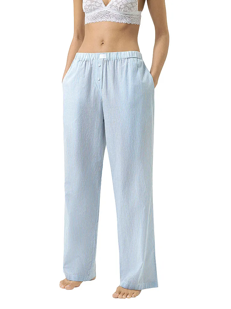 MEY | Pantalon de pyjama COTTON STRIPES | Bleu clair