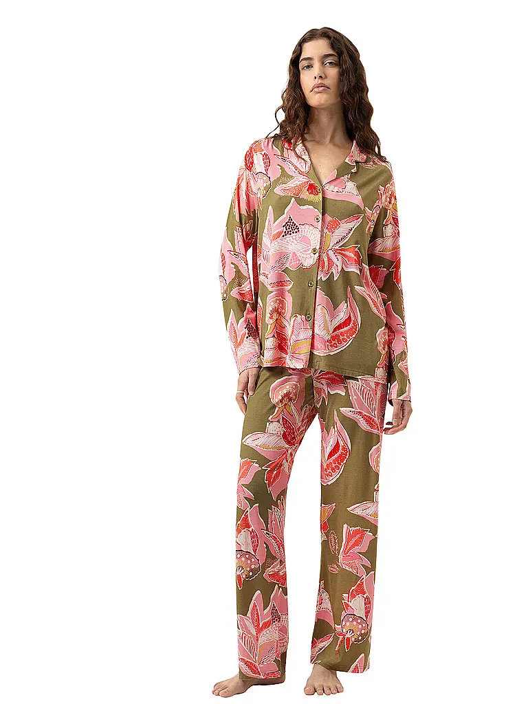 MEY | Pyjama FLOWER WHIRL golden fern | Olive