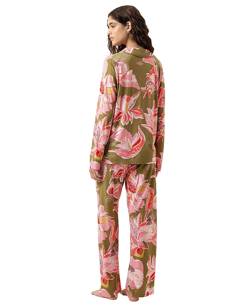 MEY | Pyjama FLOWER WHIRL golden fern | Olive