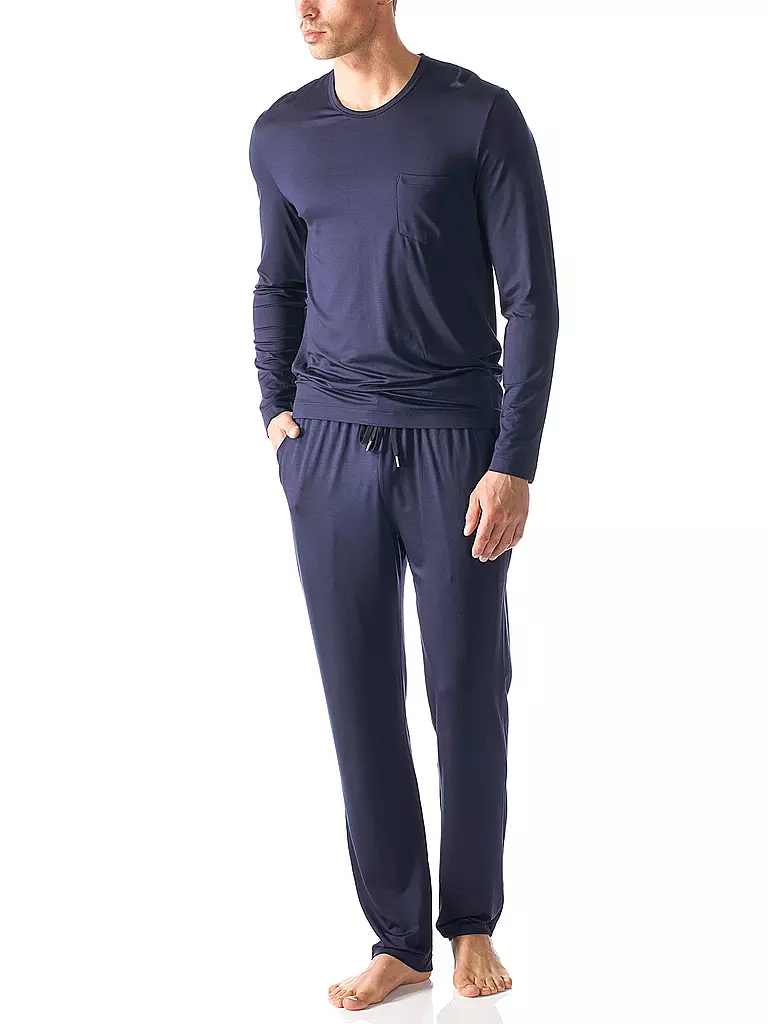 MEY | Pyjama T-shirt à manches longues JEFFERSON bleu yacht | dunkelblau