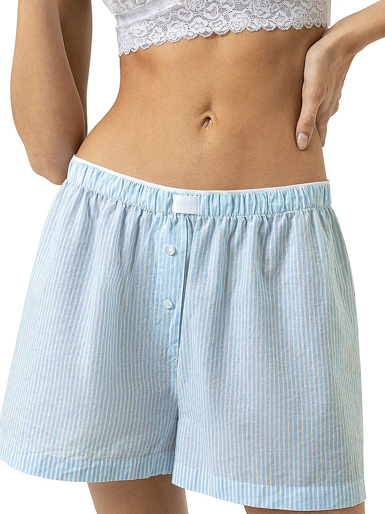 MEY | Shorts de pyjama COTTON STRIPES bleu poudré | 