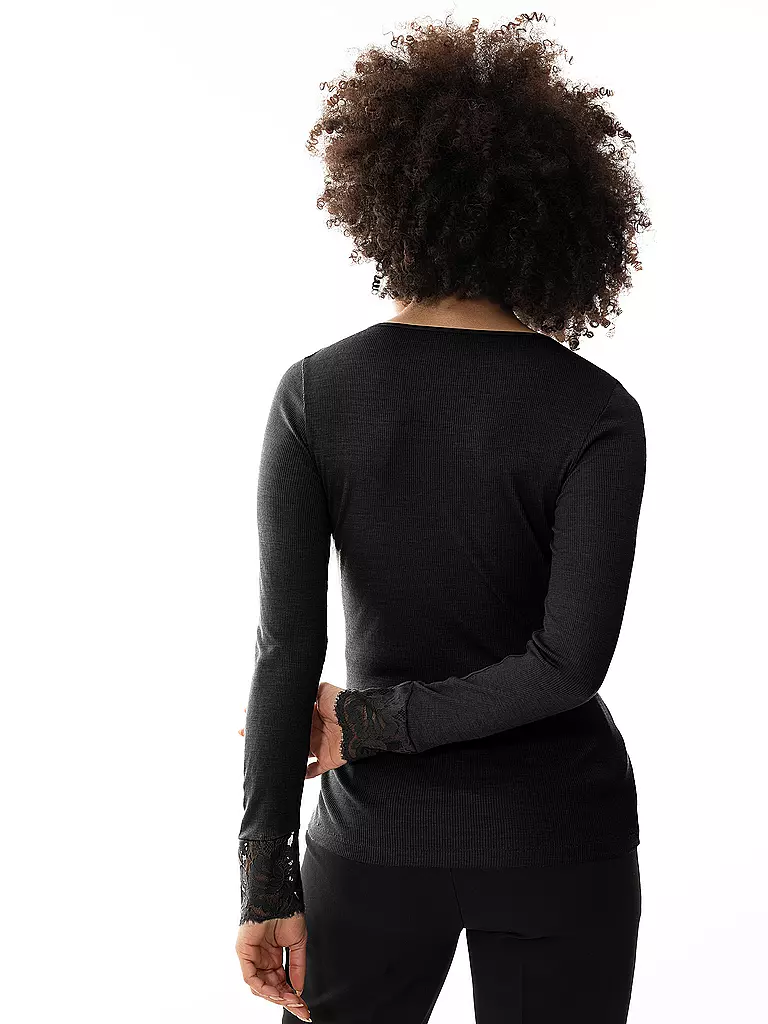 MEY | T-shirt à manches longues - T-shirt d'intérieur WOOL LOVE noir | 