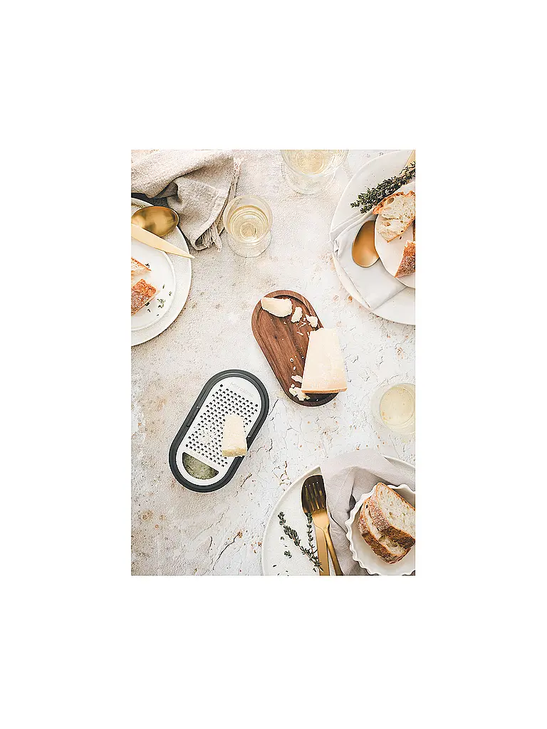 MICROPLANE | Râpe à main avec récipient Anthracite / Noyer | Gris