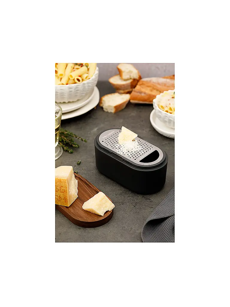 MICROPLANE | Râpe à main avec récipient Anthracite / Noyer | Gris