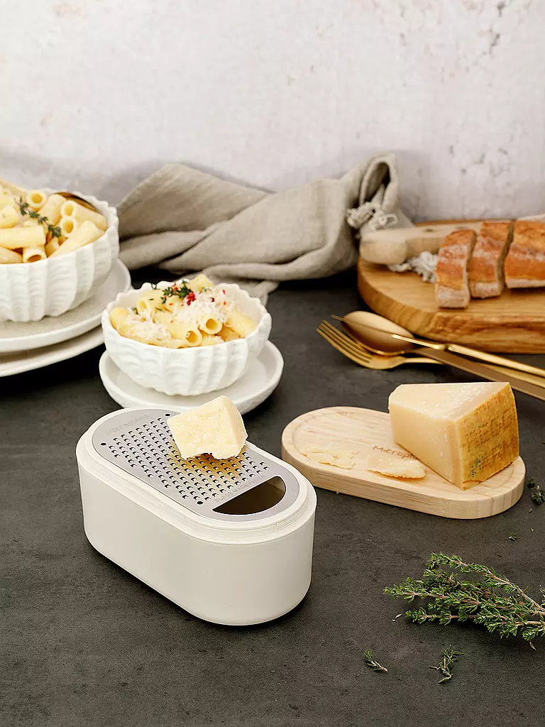 MICROPLANE | Râpe à main avec récipient de récupération Cachemire / Bambou | Beige