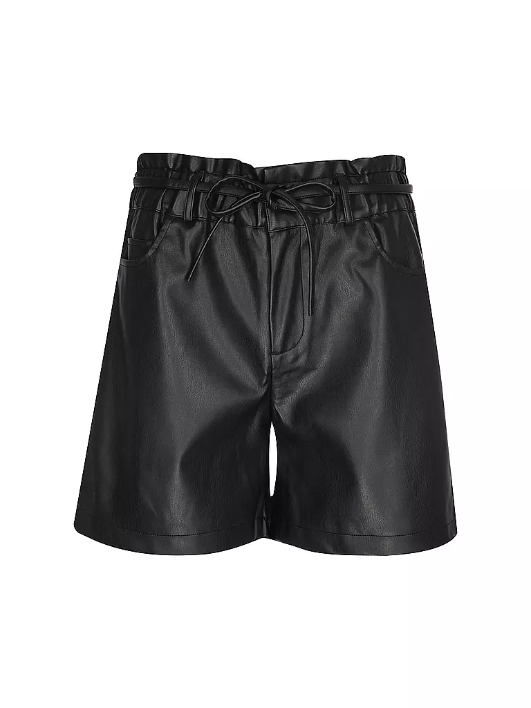MONARI | Bermuda aspect cuir | Noir
