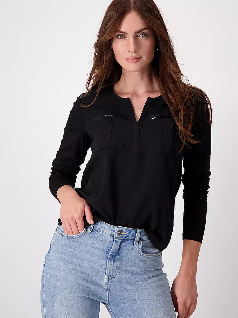 MONARI | Blusenshirt | Noir