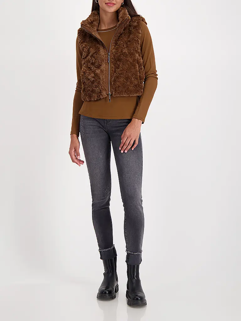 MONARI | Gilet aspect fourrure | braun