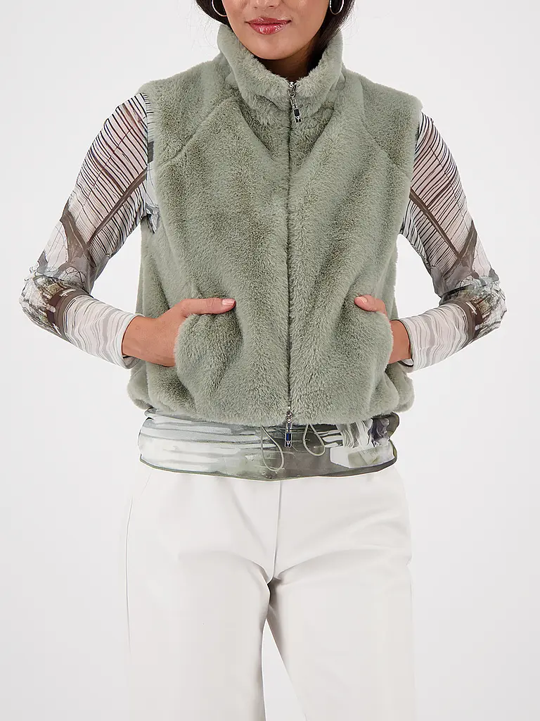 MONARI | Gilet aspect fourrure | Olive