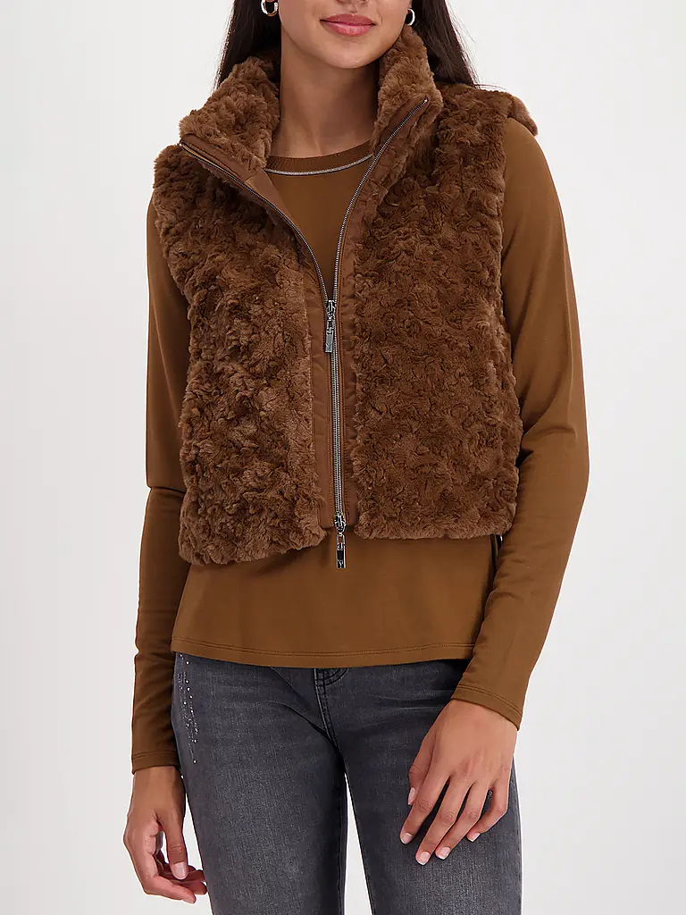 MONARI | Gilet aspect fourrure | braun