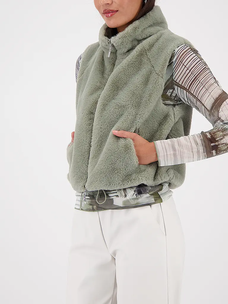 MONARI | Gilet aspect fourrure | Olive