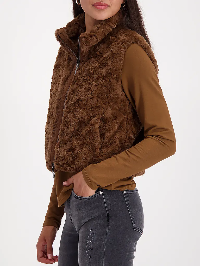 MONARI | Gilet aspect fourrure | braun
