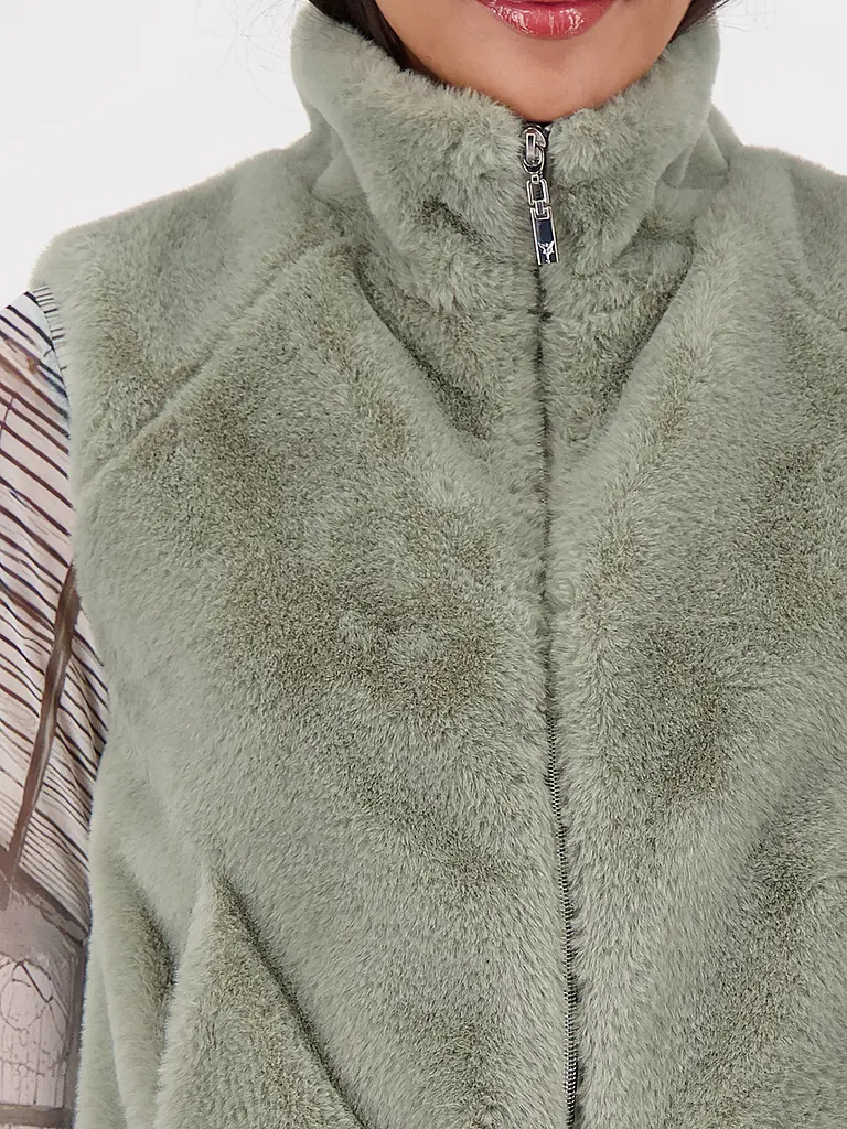 MONARI | Gilet aspect fourrure | Olive