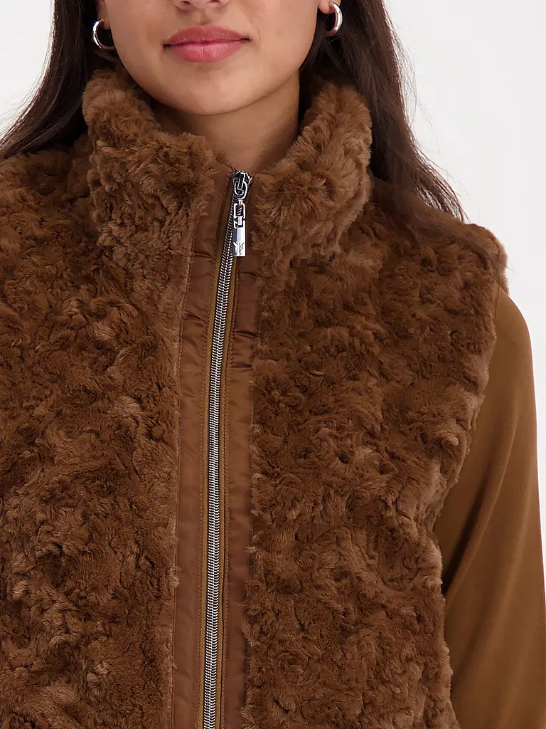 MONARI | Gilet aspect fourrure | braun