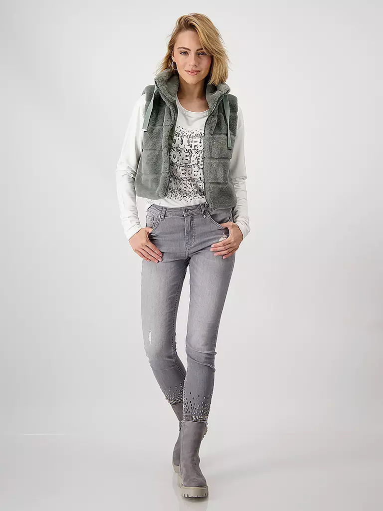 MONARI | Gilet en fausse fourrure | Gris