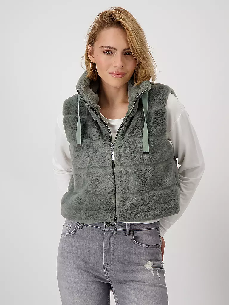 MONARI | Gilet en fausse fourrure | Gris