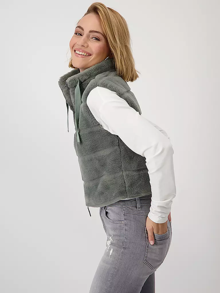 MONARI | Gilet en fausse fourrure | Gris