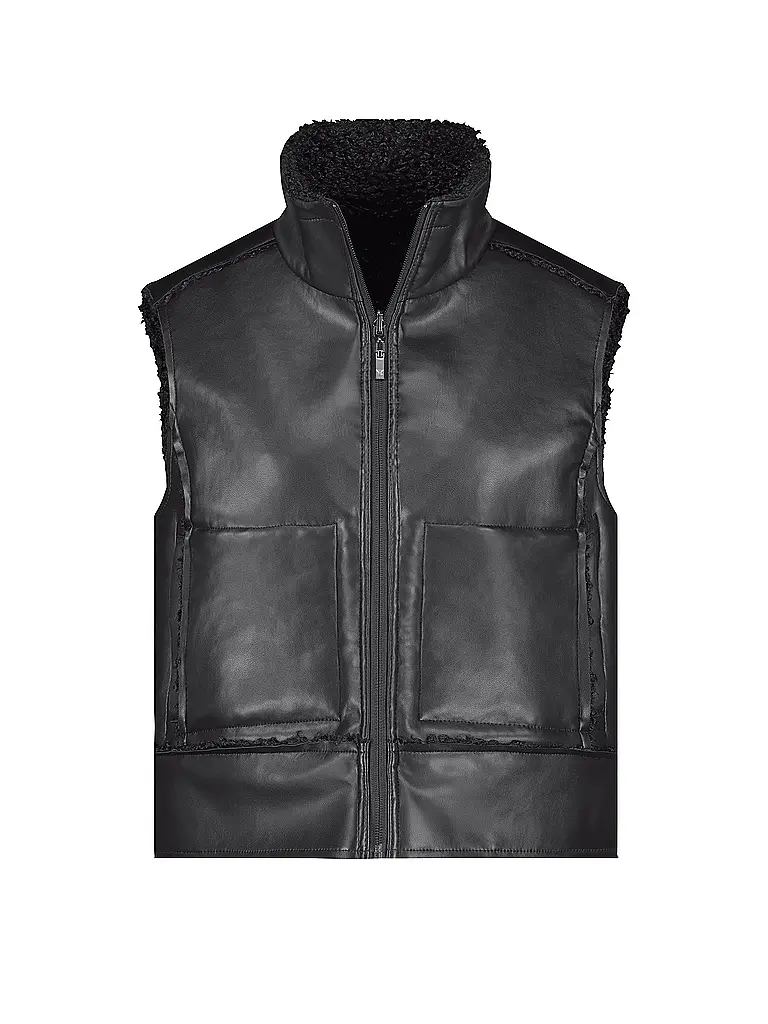 MONARI | Gilet réversible aspect fourrure | Noir