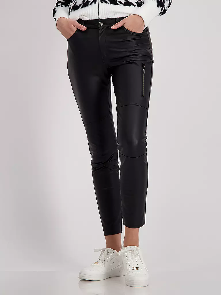 MONARI | Hose in Lederoptik  | Noir