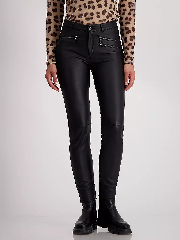 MONARI | Hose in Lederoptik  | Noir