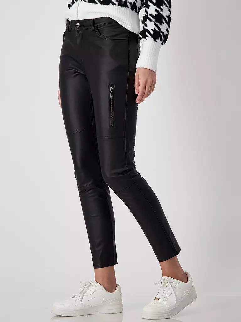MONARI | Hose in Lederoptik  | Noir