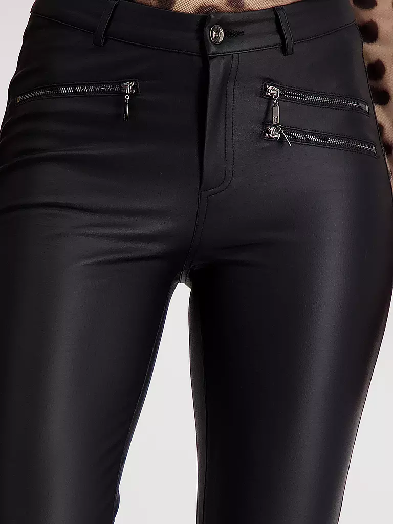 MONARI | Hose in Lederoptik  | Noir