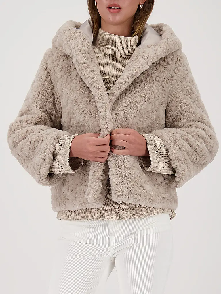 MONARI | Jacke in Felloptik | Beige