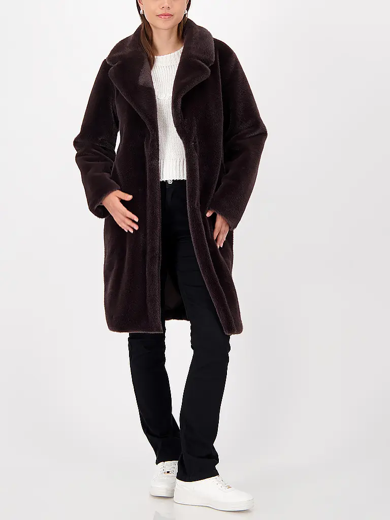 MONARI | Manteau aspect fourrure | Marron