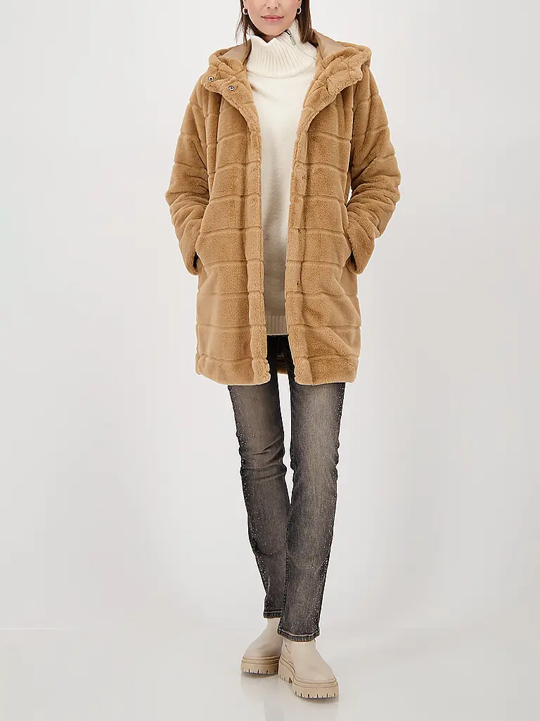 MONARI | Manteau en fausse fourrure | hellbraun