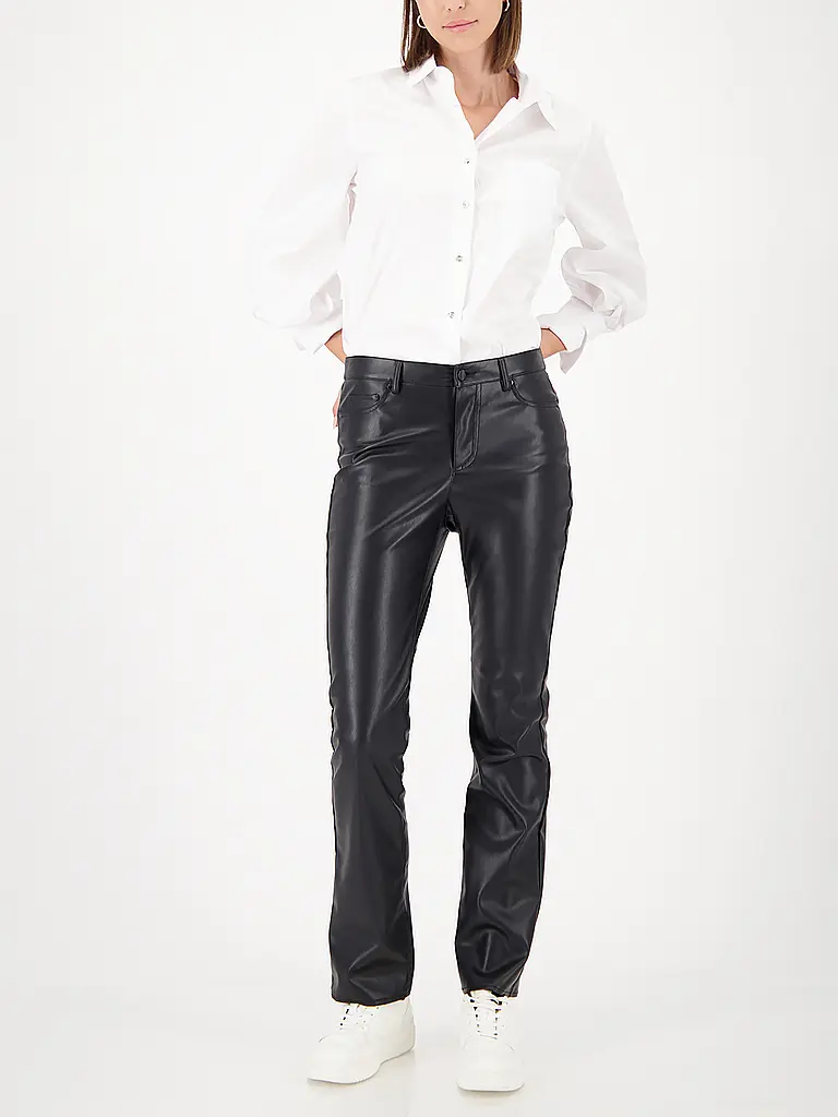 MONARI | Pantalon aspect cuir | Noir