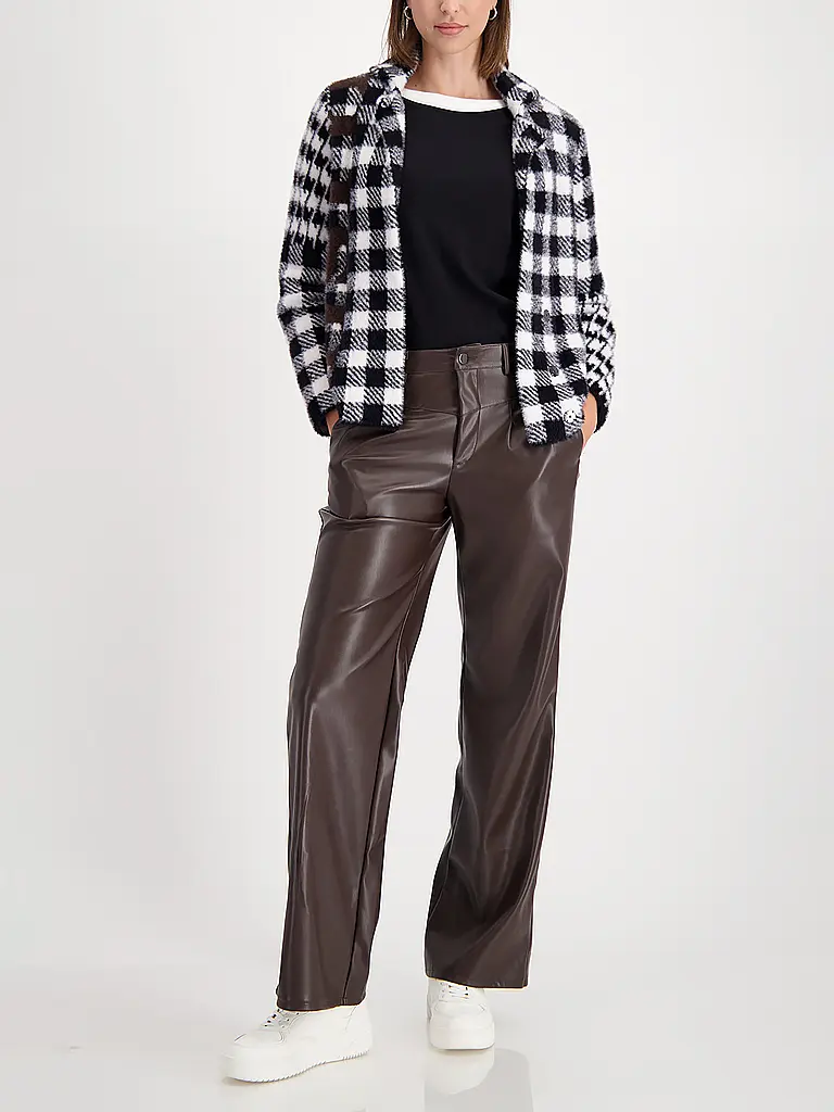MONARI | Pantalon large aspect cuir | Marron