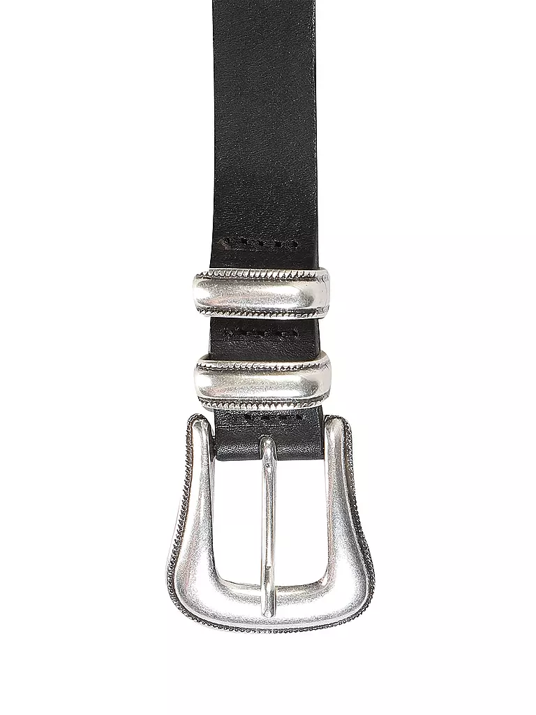 NUDIE JEANS | Ceinture en cuir WESTERN SILVER BELT | schwarz